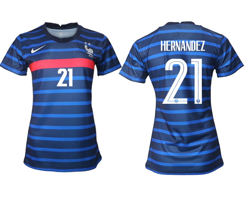 Women 2021-2022 France home aaa version blue #21 Soccer Jerseys